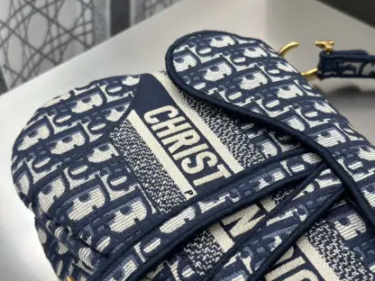 Replica Saddle Bag Blue Dior Oblique Embroidery #3257 - Image 9
