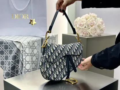 Replica Dior Saddle Bag with Strap Blue Dior Oblique Jacquard #3255 - Image 13
