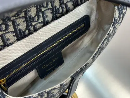Replica Dior Saddle Bag with Strap Blue Dior Oblique Jacquard #3255 - Image 14