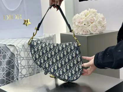 Replica Dior Saddle Bag with Strap Blue Dior Oblique Jacquard #3255 - Image 18