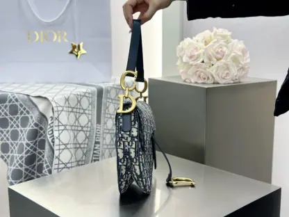 Replica Dior Saddle Bag with Strap Blue Dior Oblique Jacquard #3255 - Image 11