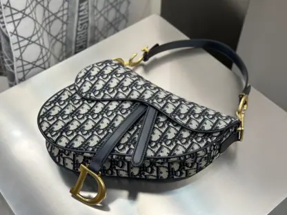 Replica Dior Saddle Bag with Strap Blue Dior Oblique Jacquard #3255 - Image 17