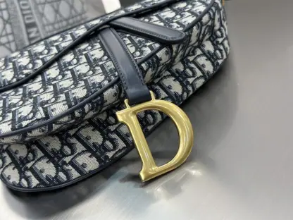 Replica Dior Saddle Bag with Strap Blue Dior Oblique Jacquard #3255 - Image 5