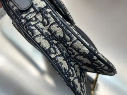 Replica Dior Saddle Bag with Strap Blue Dior Oblique Jacquard #3255 - Image 6