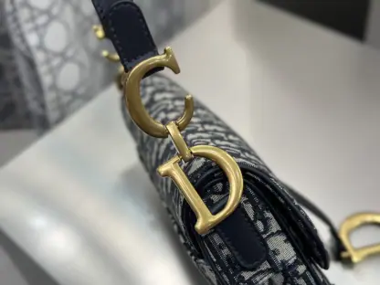 Replica Dior Saddle Bag with Strap Blue Dior Oblique Jacquard #3255 - Image 9