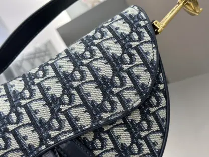 Replica Dior Saddle Bag with Strap Blue Dior Oblique Jacquard #3255 - Image 10