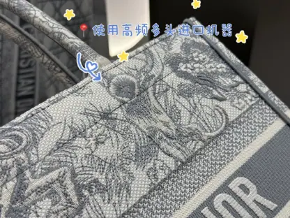 Replica Medium Dior Book Tote Ecru and Gray Toile de Jouy Embroidery #3272 - Image 5