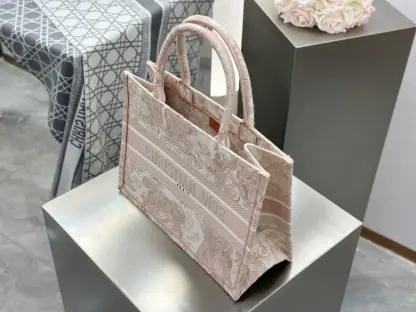 Replica Medium Dior Book Tote Ecru and Pink Toile de Jouy Embroidery #3271 - Image 5
