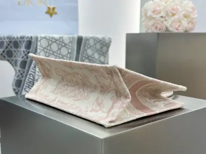 Replica Medium Dior Book Tote Ecru and Pink Toile de Jouy Embroidery #3271 - Image 2