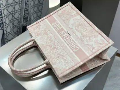 Replica Medium Dior Book Tote Ecru and Pink Toile de Jouy Embroidery #3271 - Image 8