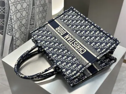 Replica Dior Medium Dior Book Tote Ecru and Blue Dior Oblique Embroidery #3264 - Image 8