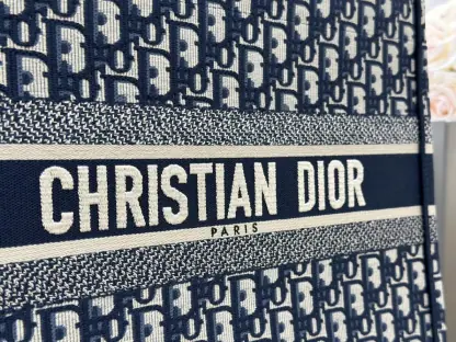 Replica Dior Medium Dior Book Tote Ecru and Blue Dior Oblique Embroidery #3264 - Image 7