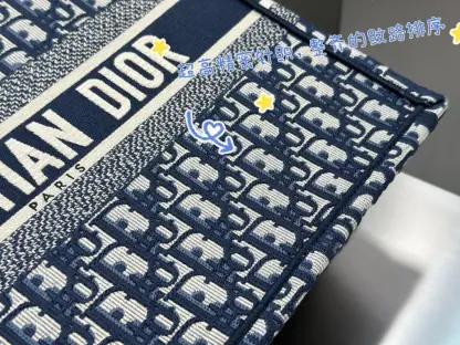 Replica Dior Medium Dior Book Tote Ecru and Blue Dior Oblique Embroidery #3264 - Image 6