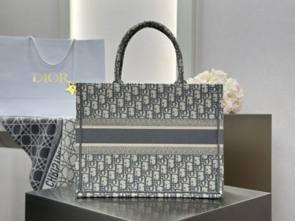 Replica Dior Medium Dior Book Tote Ecru and Gray Dior Oblique Embroidery #3265 - Image 3