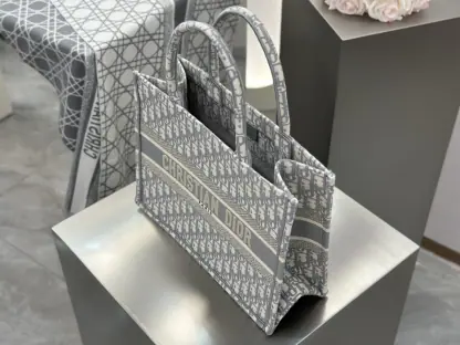 Replica Dior Medium Dior Book Tote Ecru and Gray Dior Oblique Embroidery #3265 - Image 5