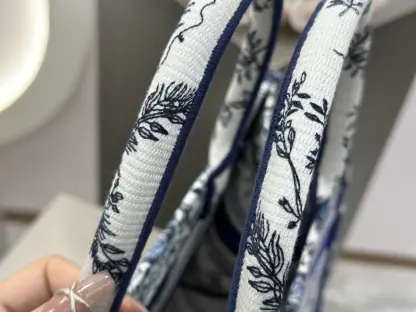 Replica Medium Dior Book Tote White and Navy Blue Toile de Jouy Soleil Embroidery #3274 - Image 2