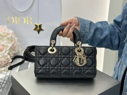 Replica Small Lady D-Joy Bag Black Cannage Lambskin #3283