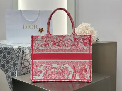 Replica Medium Dioriviera Dior Book Tote Candy Pink Toile de Jouy Embroidery #3269 - Image 8