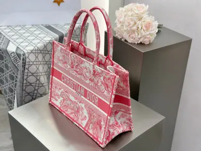 Replica Medium Dioriviera Dior Book Tote Candy Pink Toile de Jouy Embroidery #3269 - Image 3