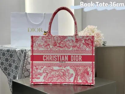 Replica Medium Dioriviera Dior Book Tote Candy Pink Toile de Jouy Embroidery #3269