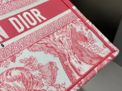 Replica Medium Dioriviera Dior Book Tote Candy Pink Toile de Jouy Embroidery #3269 - Image 6