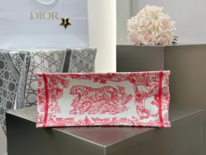 Replica Medium Dioriviera Dior Book Tote Candy Pink Toile de Jouy Embroidery #3269 - Image 7
