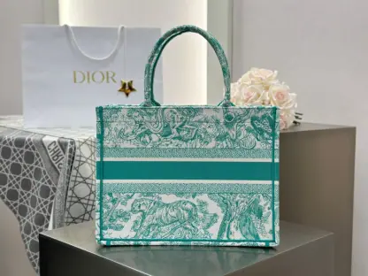 Replica Medium Dioriviera Dior Book Tote Aquamarina Toile de Jouy Embroidery #3270 - Image 3