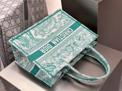 Replica Medium Dioriviera Dior Book Tote Aquamarina Toile de Jouy Embroidery #3270 - Image 4