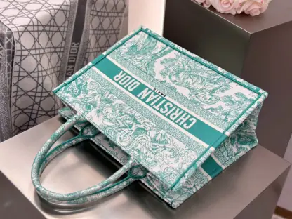 Replica Medium Dioriviera Dior Book Tote Aquamarina Toile de Jouy Embroidery #3270 - Image 5
