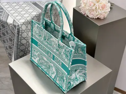 Replica Medium Dioriviera Dior Book Tote Aquamarina Toile de Jouy Embroidery #3270 - Image 7