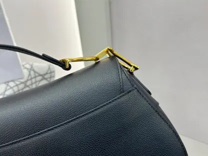 Replica Saddle Bag with Strap Black Grained Calfskin #3258 - Image 2