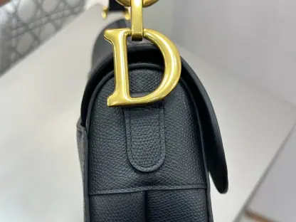 Replica Saddle Bag with Strap Black Grained Calfskin #3258 - Image 4