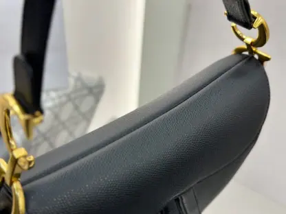 Replica Saddle Bag with Strap Black Grained Calfskin #3258 - Image 7