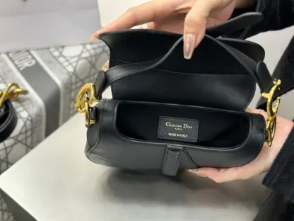 Replica Mini Saddle Bag with Strap Black Grained Calfskin #3259 - Image 13