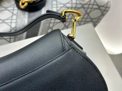 Replica Mini Saddle Bag with Strap Black Grained Calfskin #3259 - Image 5
