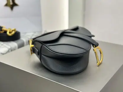 Replica Mini Saddle Bag with Strap Black Grained Calfskin #3259 - Image 6
