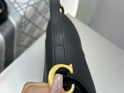 Replica Mini Saddle Bag with Strap Black Grained Calfskin #3259 - Image 9