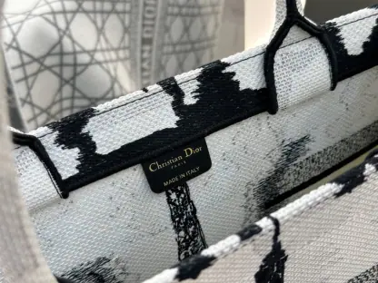 Replica Medium Dior Book Tote White and Black Paris Embroidery #3267 - Image 11