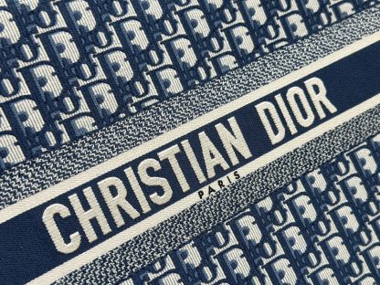 Replica Large Dior Book Tote Ecru and Blue Dior Oblique Embroidery #3268 - Image 4