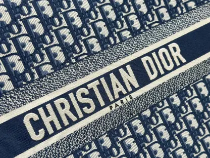 Replica Large Dior Book Tote Ecru and Blue Dior Oblique Embroidery #3268 - Image 4