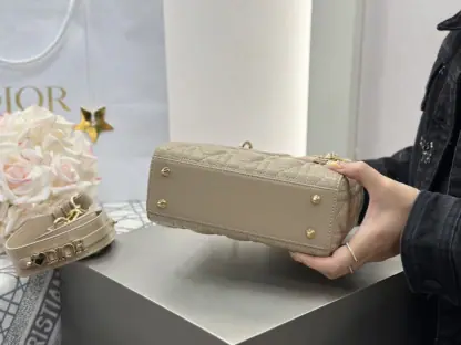 Replica Dior Small Lady Dior My ABCDior Bag Powder Beige Cannage Lambskin #3290 - Image 13
