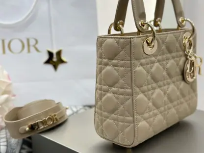 Replica Dior Small Lady Dior My ABCDior Bag Powder Beige Cannage Lambskin #3290 - Image 4
