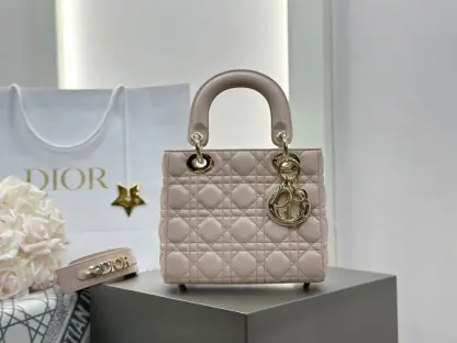 Replica Dior Small Lady Dior My ABCDior Bag Powder Pink Cannage Lambskin #3289