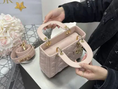 Replica Dior Small Lady Dior My ABCDior Bag Powder Pink Cannage Lambskin #3289 - Image 14