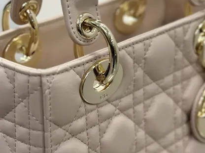 Replica Dior Small Lady Dior My ABCDior Bag Powder Pink Cannage Lambskin #3289 - Image 4