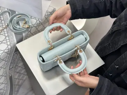 Replica Dior Small Lady D-Joy Bag Pale Blue Cannage Lambskin #3285 - Image 9