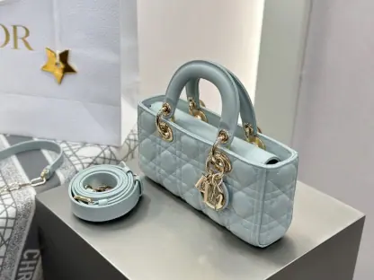 Replica Dior Small Lady D-Joy Bag Pale Blue Cannage Lambskin #3285 - Image 14