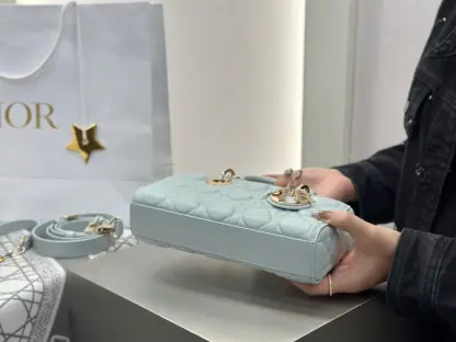 Replica Dior Small Lady D-Joy Bag Pale Blue Cannage Lambskin #3285 - Image 15