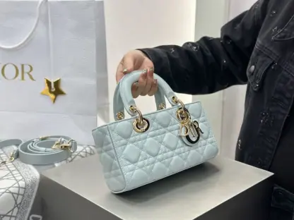 Replica Dior Small Lady D-Joy Bag Pale Blue Cannage Lambskin #3285 - Image 16
