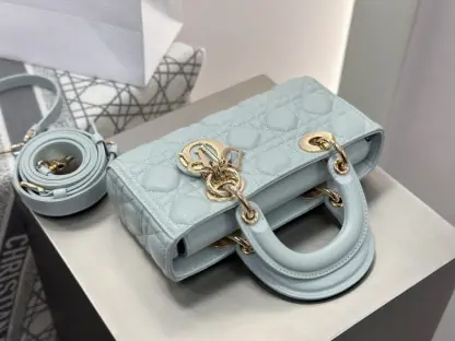 Replica Dior Small Lady D-Joy Bag Pale Blue Cannage Lambskin #3285 - Image 11